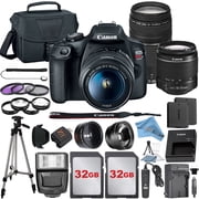 Canon EOS Rebel T7 DSLR Camera Bundle with Canon 18-55mm Lens Canon EF 75-300mm f 4-5.6 III Lens 2pc 32GB Memory Cards Accessory Kit International Version