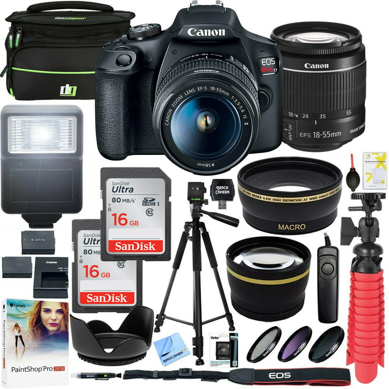  Canon EOS 2000D (Rebel T7) DSLR Camera with 18-55mm f/3.5-5.6  Zoom Lens, 64GB Memory,Case, Tripod and More (28pc Bundle) : Electronics