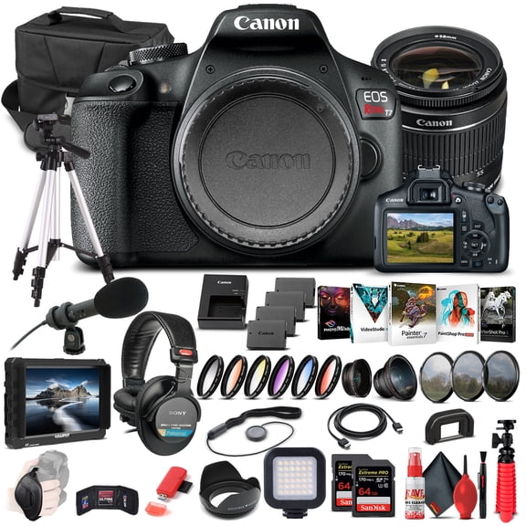 Canon EOS Rebel T7 DSLR Camera W/ 18-55mm Lens 2727C002 - Pro Bundle (International Version)