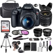 Canon EOS Rebel T7 DSLR Camera w/EF-S 18-55mm f/3.5-5.6 is II Lens + Wide-Angle and Telephoto Lenses + Portable Tripod + Memory Card + Deluxe Accessory Bundle International Version