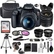 Canon EOS Rebel T7 DSLR Camera w/EF-S 18-55mm f/3.5-5.6 is II Lens + Wide-Angle and Telephoto Lenses + Portable Tripod + Memory Card + Deluxe Accessory Bundle