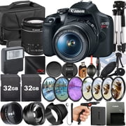 Canon EOS Rebel T7 DSLR Camera with 18-55mm Lens + 2 Pack 32GB Memory Card + Case + Tripod + Telephoto + SV Premium Accessory Bundle (International Version)