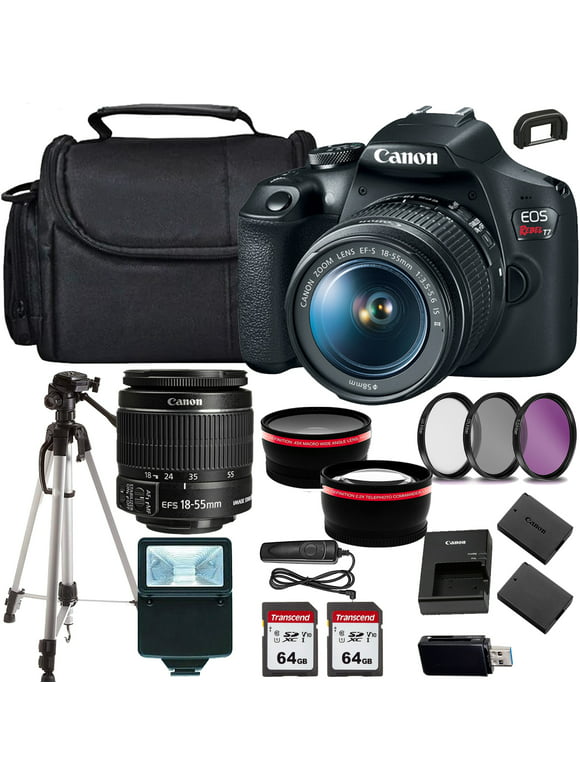 Canon EOS Rebel T7 DSLR Camera with 18-55mm Lens+case+128Memory Cards (24PC)