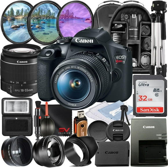 Canon EOS Rebel T7 DSLR Camera with 18-55mm Zoom Lens + 32GB Memory + Tripod + Backpack + SV Premium Accessory Bundle (International Version)