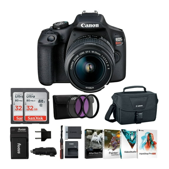 Canon EOS Rebel T7 DSLR Camera with EF-S 18-55mm IS II Lens and 64GB Card Bundle