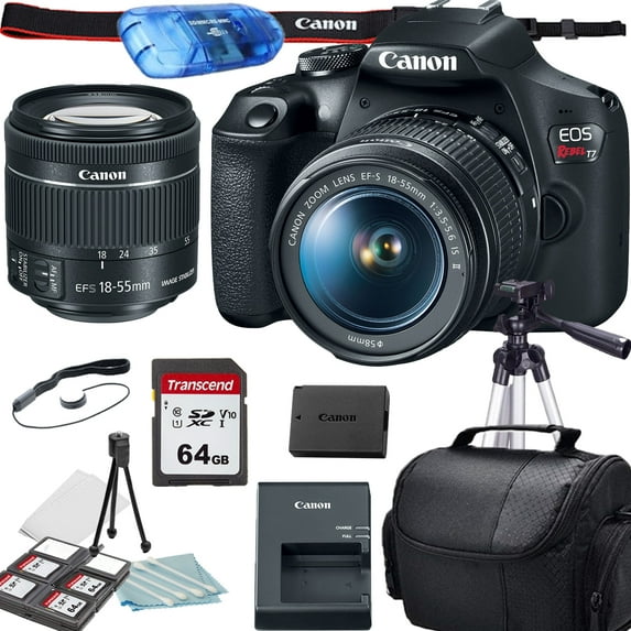 Canon EOS Rebel T7 DSLR Camera with EF-S 18-55mm f/3.5-5.6 IS II Lens + Camera Shoulder Case + Accessory Bundle