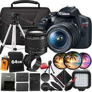 Canon EOS Rebel T7 Digital SLR Camera with EF-S 18-55mm Lens, APS-C Sensor, 24.1MP Large 64GB Kit International Version