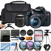 Canon EOS Rebel T7 Digital SLR Camera with EF-S 18-55mm Lens, APS-C Sensor, 24.1MP Small 64GB International Version
