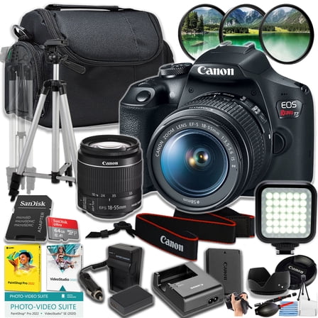 Canon EOS Rebel T7 Digital SLR Camera with EF-S 18-55mm Lens, APS-C Sensor, 24.1MP (International Version)