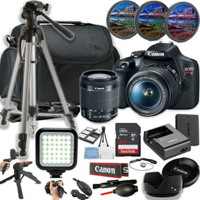 Canon EOS Rebel T7 / EOS 2000D 24MP DSLR Camera w/EF-S 18-55mm f/3.5-5.6 is II Lens + LED Light + 64GB Memory + Filters + Case + Tripod + Grips + Hood, and More (24pc Bundle) (International Version)