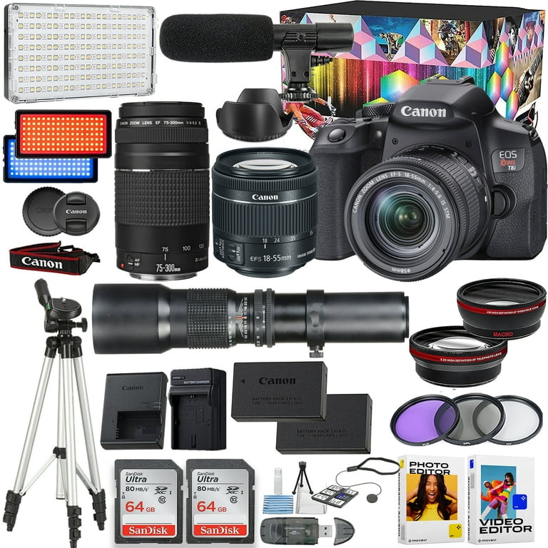 Canon EOS Rebel T8i DSLR Camera With Video Creator Kit Canon EF