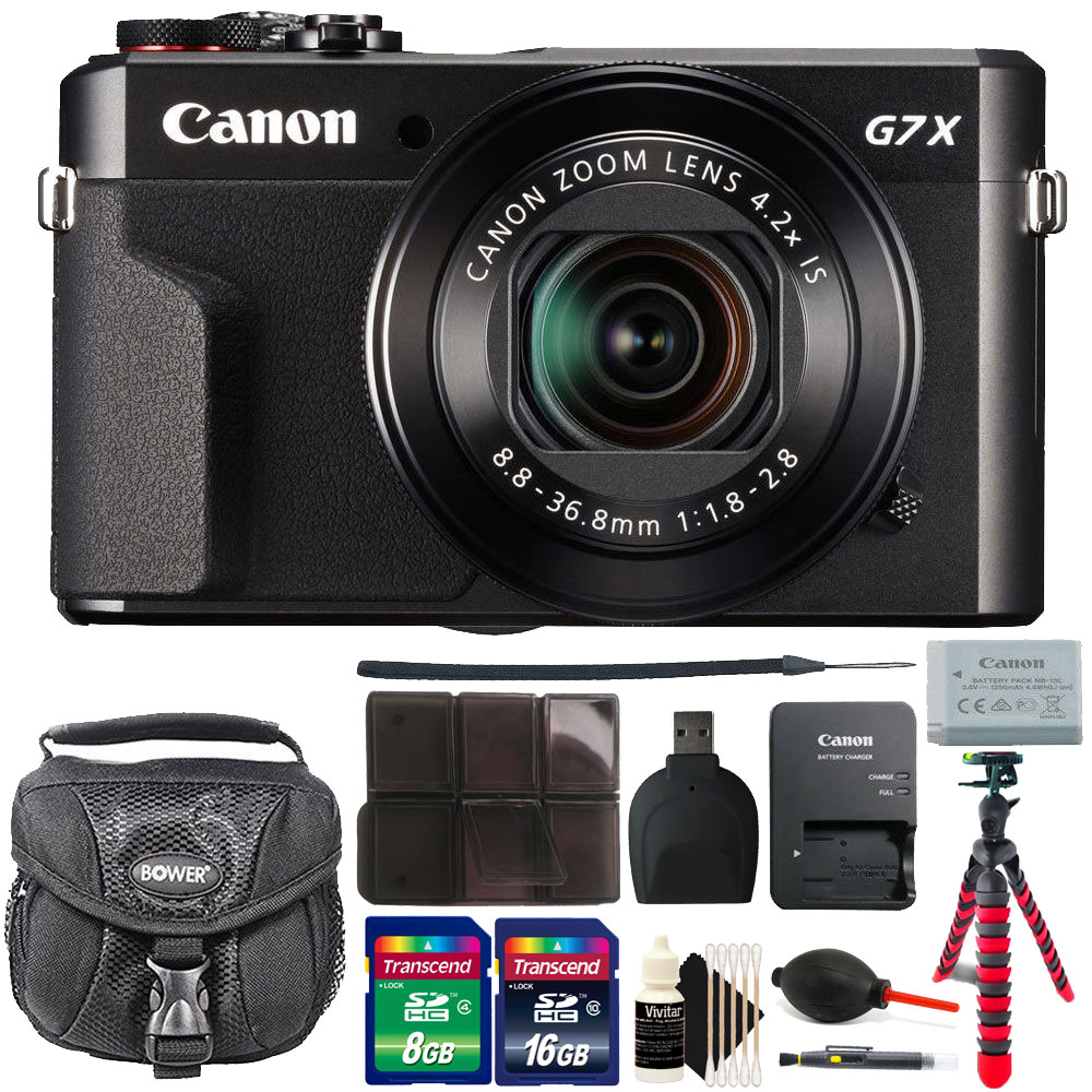 Canon G7X Mark II PowerShot 20.1MP BLACK Digital Camera with 24GB Accessory Kit Black - image 1 of 9