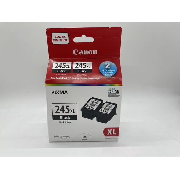 Canon Genuine 2 Count PG-245XL Black High-Yield Value Pack Ink Cartridges Canon Printer Ink for PIXMA TR4520 / TS3120 / TS3220 Series Printers Sold without manufacturer warranty