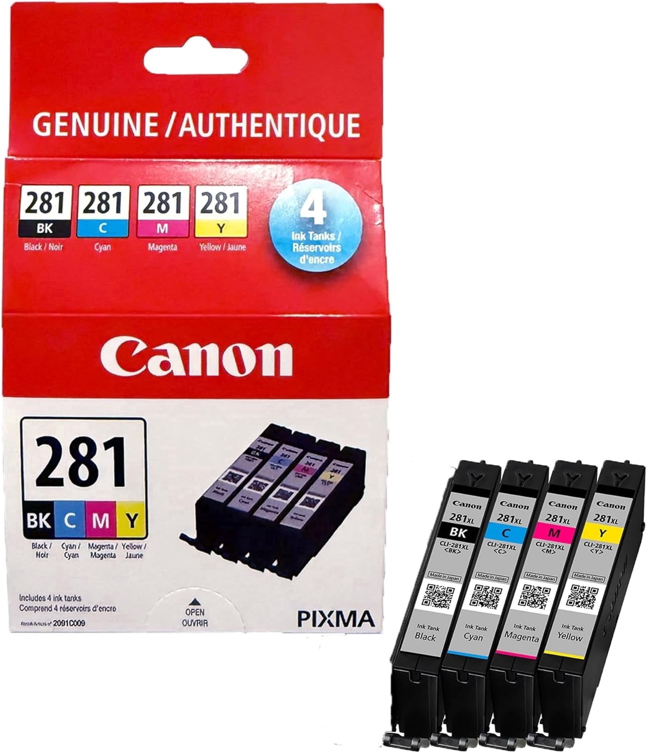 Canon Genuine Ink Cartridges CLI-281 (Black, Cyan, Magenta & Yellow ...