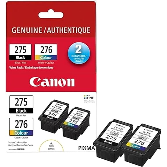 Canon Genuine Ink Cartridges PG-275 Black/CL-276 Colour, Value Pack (2 Count), Original Canon Printer Ink for PIXMA TR4720 / TS3720 / TS3520 Series Printers Sold Without Manufacturer Warranty