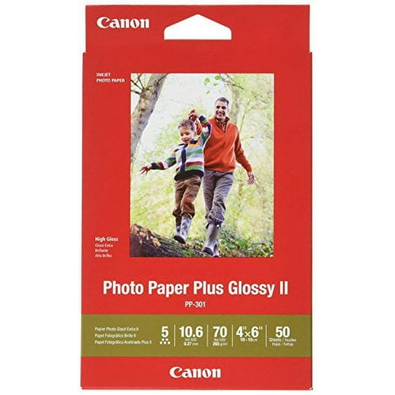 Canon Glossy Photo Paper Plus II, 4"x6"(50 Sheets)