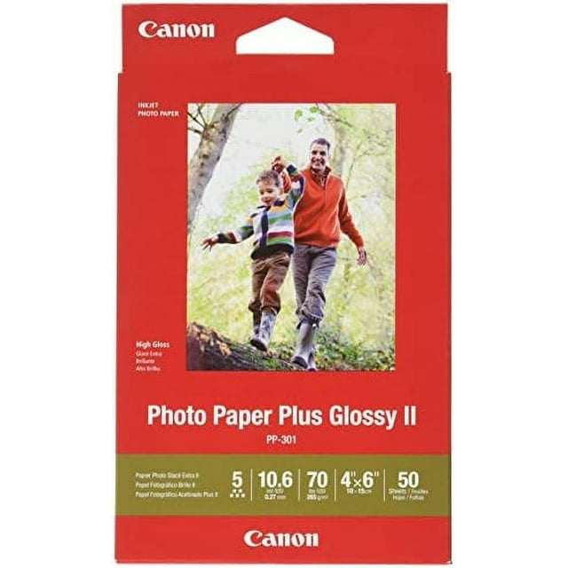 Canon Glossy Photo Paper Plus II, 4"x6"(50 Sheets)