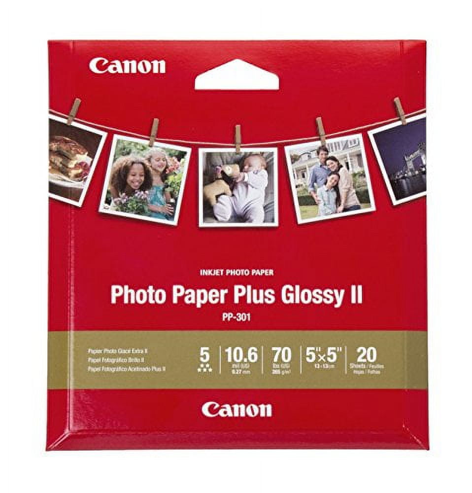 Canon Glossy Photo Paper Plus II,5'x5'(20 Sheets), PP-301