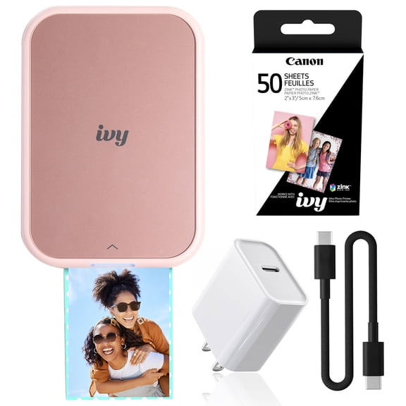 Canon IVY 2 Mini Photo Printer Pink, Bluetooth Portable, ZINK Paper 50 Sheets (International Model)