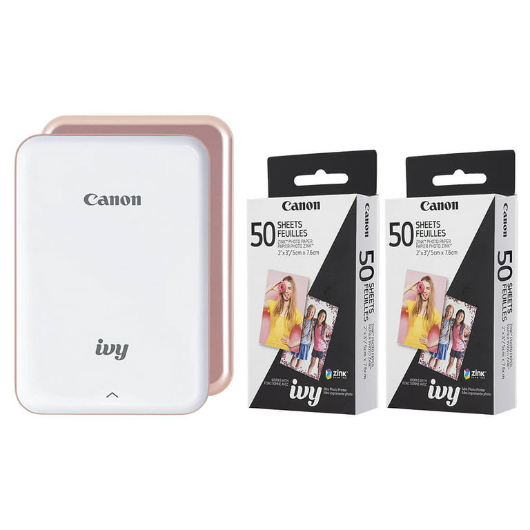 Canon IVY Mini Smartphone Photo Printer Rose Gold + 100 Sheets ZINC Photo  Paper