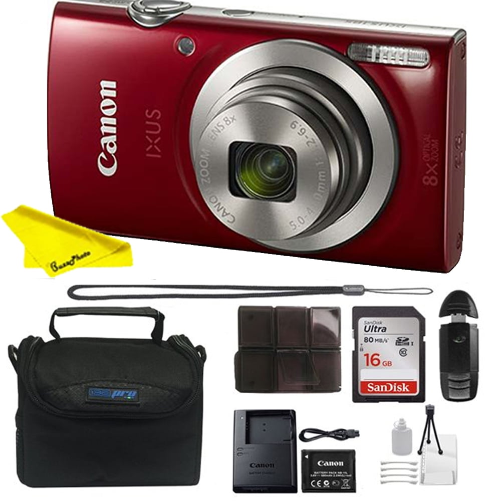 Canon IXUS 185 (20MP )16x ZoomPlus Red Digital Camera+ Buzz-Photo Bundle