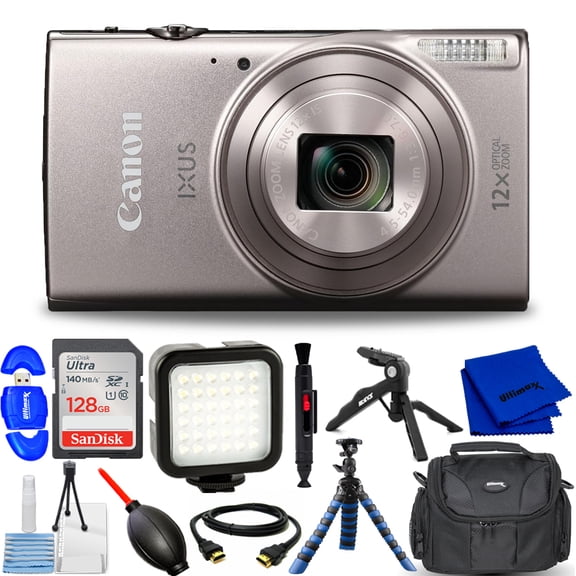 Canon IXUS 285 HS A Digital Camera (Silver) - 12PC Accessory Bundle