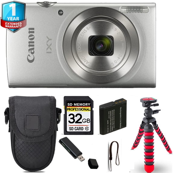Canon IXY 200 /Elph 180 Digital Camera (Silver) + Spider Tripod + Case+ 1 Yr Warranty (International Version)