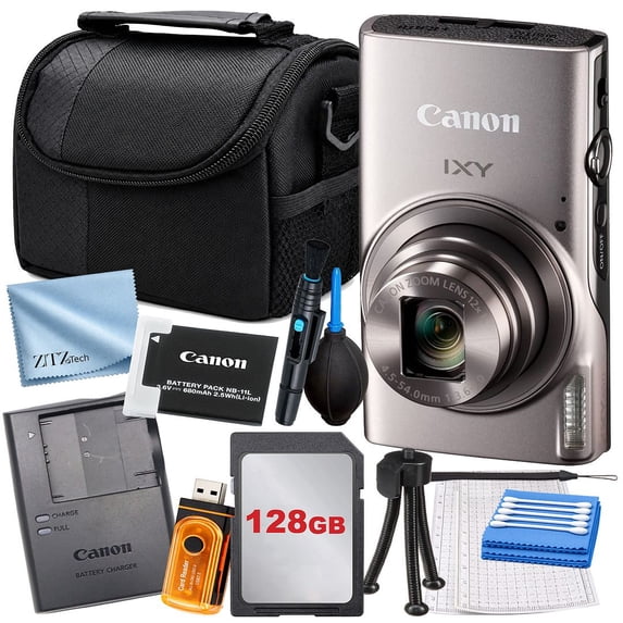 Canon IXY 650 12x Optical Zoom 20.3 MP CMOS sensor Compact Digital Camera, Silver Small 128GB (International Version)