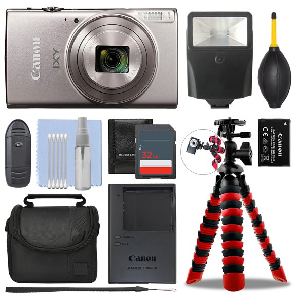 Canon IXY 650 / ELPH 360 Digital Camera Silver + 32GB Deluxe Accessory Package - International Version