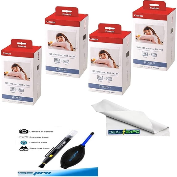 Deal-Expo Electronic Cleaning Kit with Dust Blower, Brush Pen & Micro Fiber Cloth, 108 Total Count, (4  pack)