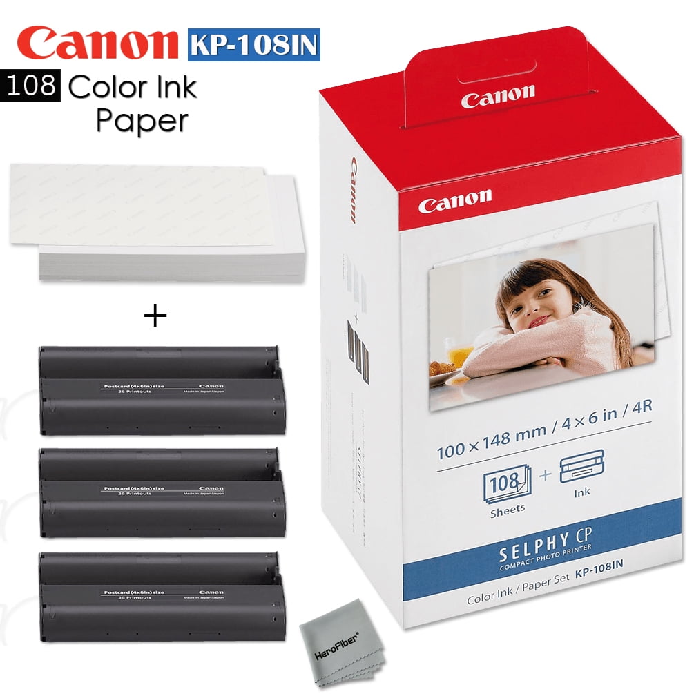 Canon SELPHY CP1300 Compact Photo Printer (Black) with KP-108 Ink/Paper Set, Printers