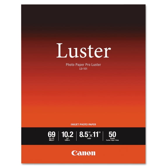 Canon LU-101 Luster Inkjet Photo Paper(6211B004), 8 1/2" x 11", White, 50 Sheets/Pack