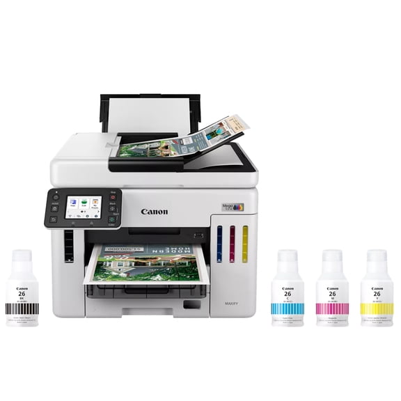 Canon MAXIFY GX7120 Wireless MegaTank Duplex All-in-One Inkjet Color Printer, Fax, White