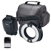 Canon MR-14EX II Macro Ring Lite Bundle | Dual-Tube Ring Flash with E-TTL II, Adjustable Flash Ratio Control & LED Modeling Lamps | Great for Macro Photography 9389B002 + Bag + AA with Charger