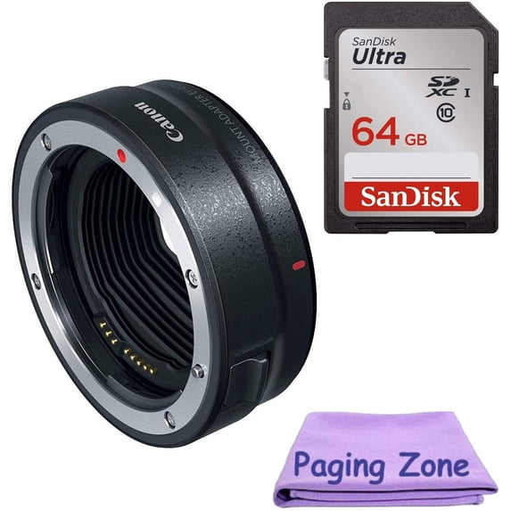 Canon Mount Adapter EF-EOS R with 64GB Sandisk Memory Card and Cleaning Cloth