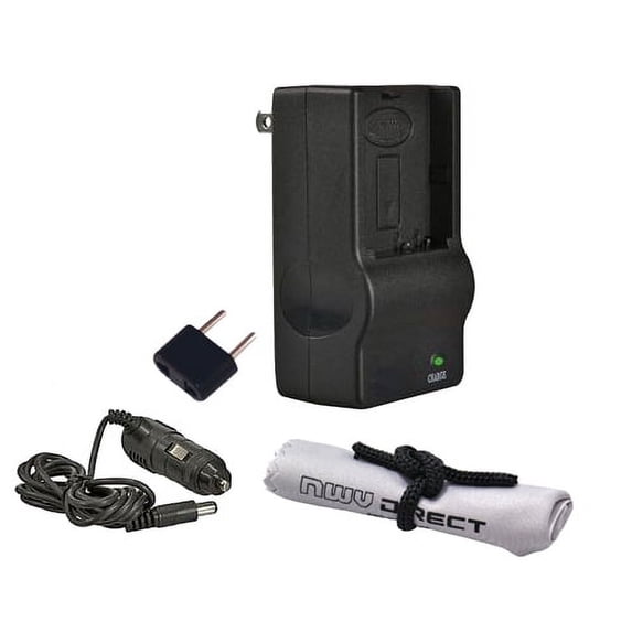 Canon NB-10L Compatible Battery Charger Set For Canon SX40 HS + Nwv Direct Microfiber Cleaning Cloth.