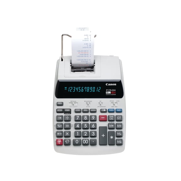 Canon Office Products 2204C001 Canon P170-DH-3 Desktop Printing Calculator with Currency Conversion, Clock & Calendar, and Time Calculation, Black/White/Silver, 14.60 Inch x 9.60 Inch x 3.00 Inch