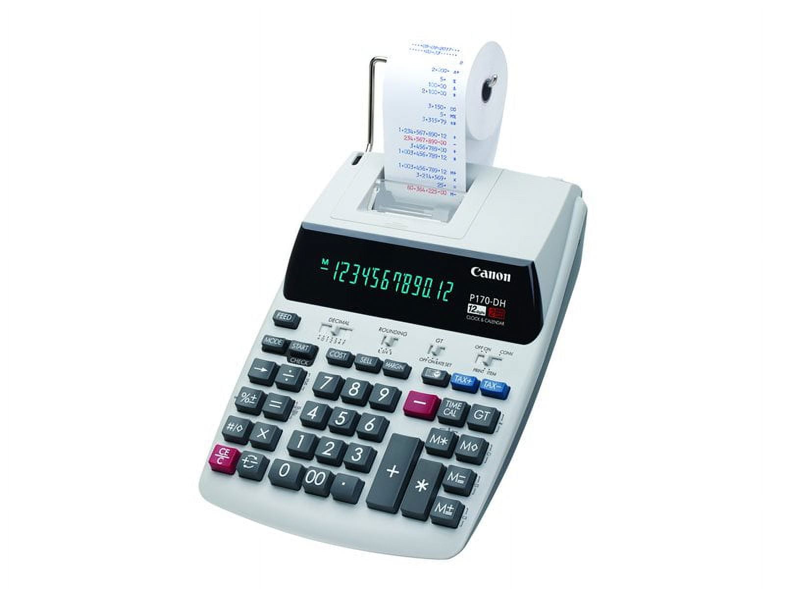 Canon P170DH-3 12-Digit Desktop Printing Calculator, Black & White