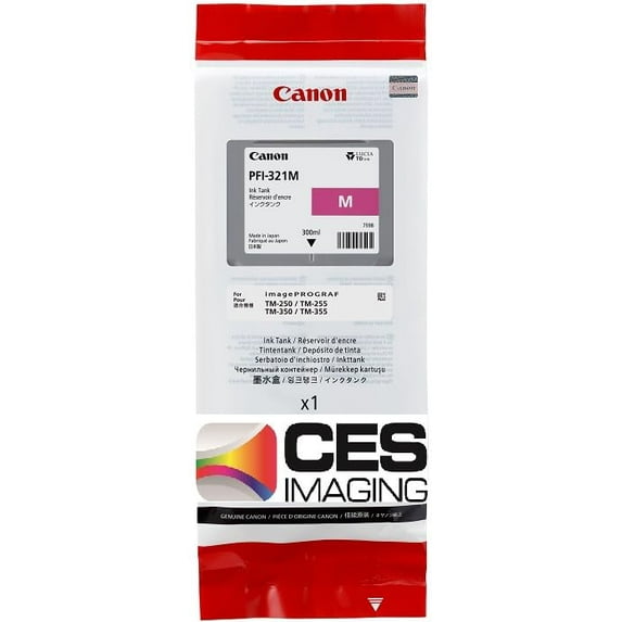Canon PFI-321M 1300ml Pigment Ink Tank for imagePROGRAF TM-250, TM-350, and TM-355 Printers, Magenta