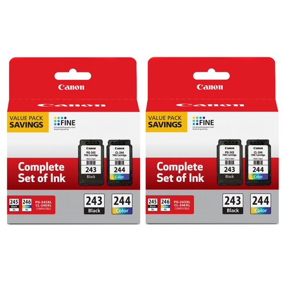 Canon PG-243 Black & CL-244 Color Inkjet Print Cartridge Value Pack Complete Set of Ink (2 Pack)