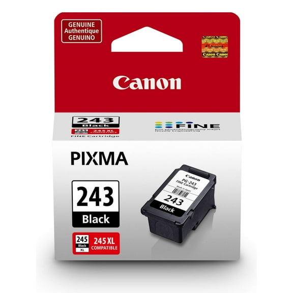 Canon PG-243 Genuine Black Ink Cartridge, Compatible with iP2820, MX492, MG2420/2520/2920/2922/2924/3020/2525, TS3120/302/302a/202/4520/3320