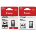 thumbnail image 1 of Canon PG-260 XL High Yield Black Ink Cartridge (3706C001) + CL-261 Standard Color Ink Cartridge (3725C001), 1 of 2