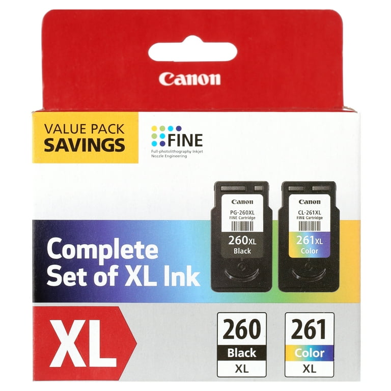 Canon PG-260XL/CL-261XL Value Pack, 2-pack XL Ink Cartridge, Black