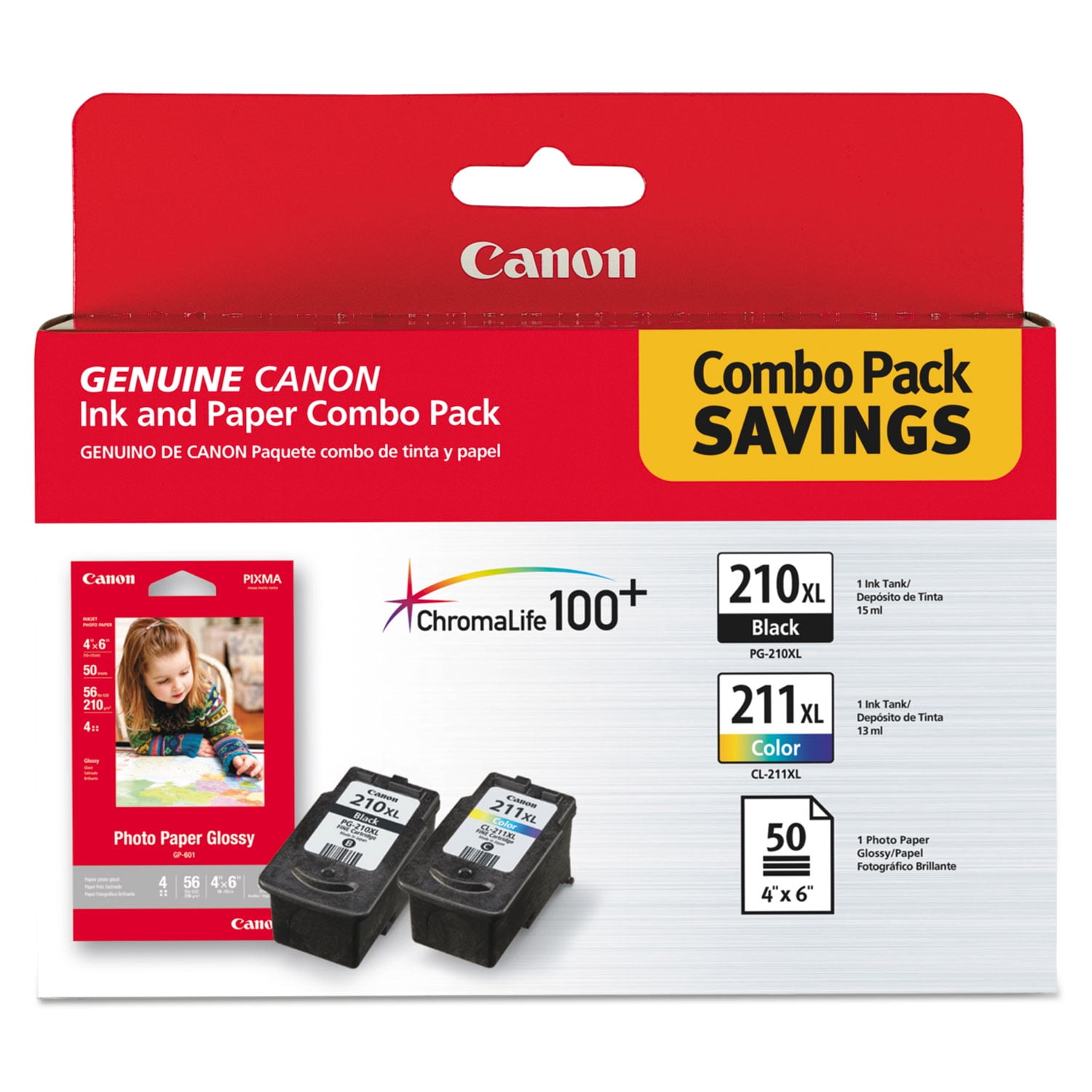 Canon PGI-210XL, CL-211XL (2973B004) High-Yield Black,Tri-Color Ink/Paper Combo Canon PGI-210XL, CL-211XL (2973B004) High-Yield Black,Tri-Color Ink/Paper Combo