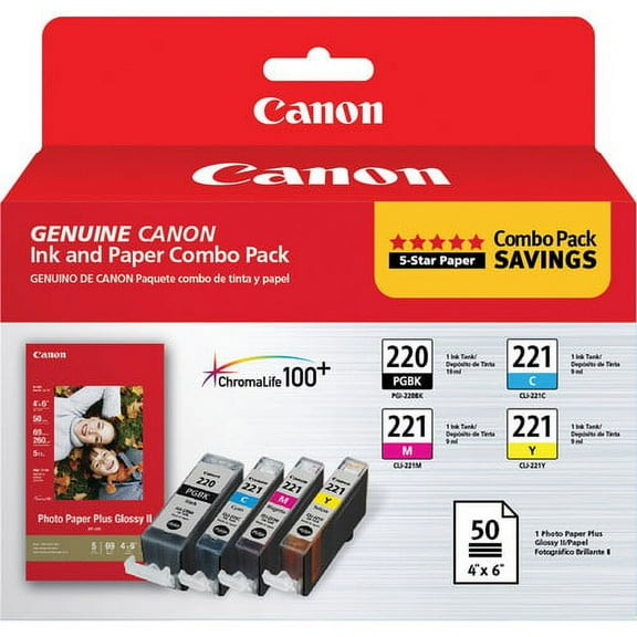 Canon PGI-220/CLI-221 Tank Combo Pack with PP-201 Photo Paper