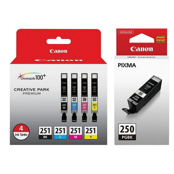 Canon PGI-250/ CLI-251 Ink Printer Cartridge, for iX6820/iP7220, Black/Tri-Color, 2 Pack, 5 Count