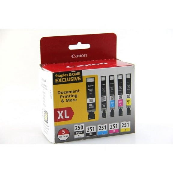 Canon PGI250XL Black High Yield and CLI251 BCMY Ink Cartridges 6432B011