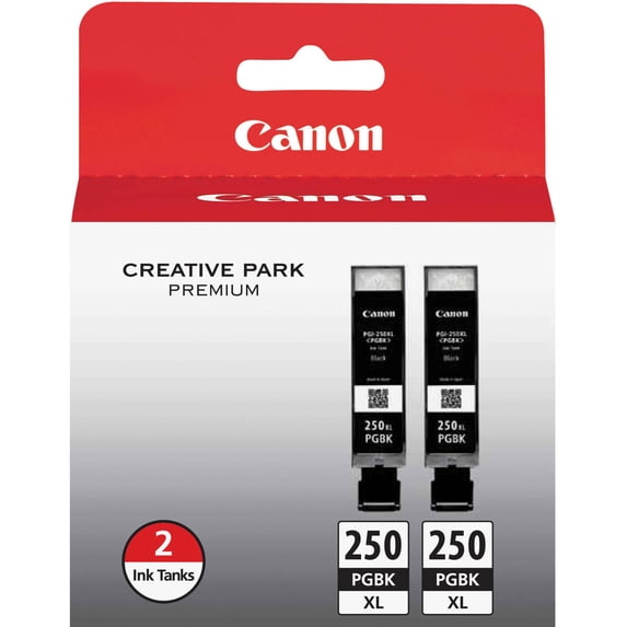 Canon PGI-250PGBK XL Pigment Black Ink Cartridge (2 Pack) for PIXMA ...