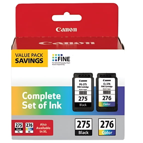Canon PGI-275/CLI-276 Ink Printer Cartridge for Canon Inkjet, Black/Cyan/Magenta/Yellow, 4 Counts