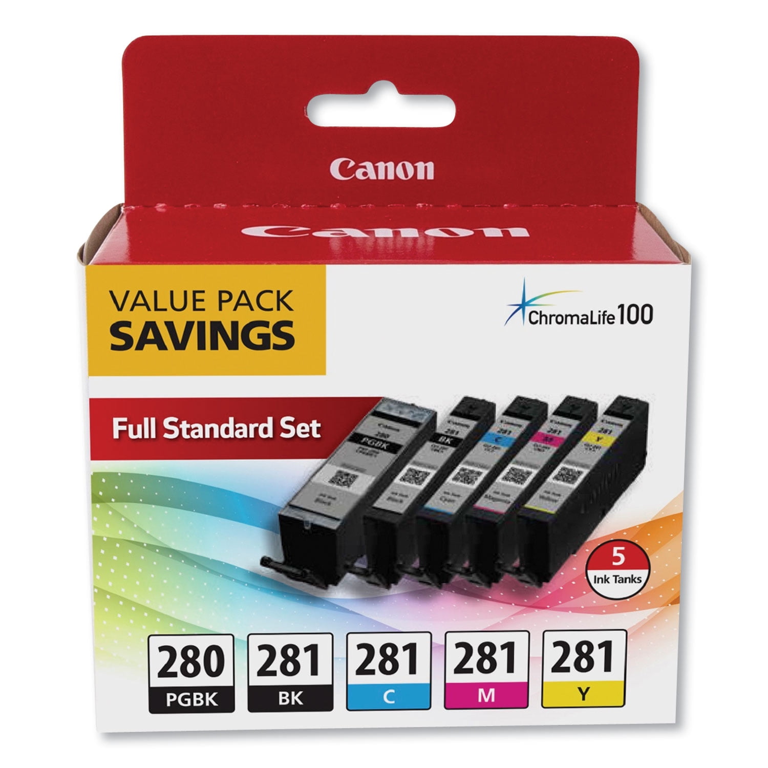 Canon PGI-280 Black & CLI-281 Black, Cyan, Magenta & Yellow Inkjet Print  Cartridge (2075C006)